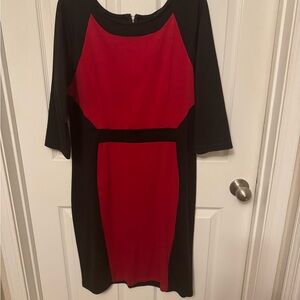 Red and Black Colorblock Sheath Dress